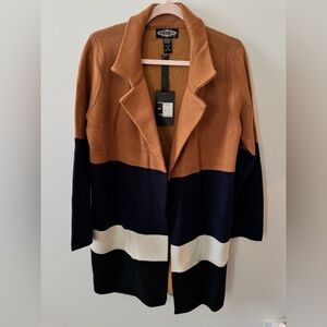 NWT Boutique Brand Chic Colorblock Open Front Cardigan